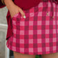 PREORDER- Cranberry Gingham Skort