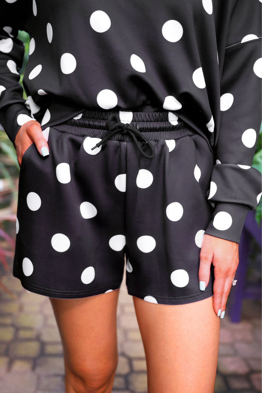 PREORDER- Luna Luxe Pullover Set- After Dark Polka Dot
