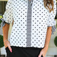 PREORDER- Cassidy Tie Sleeve Top- White Polka Dot/Stripes