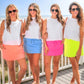 Solid Neon Coral Skort