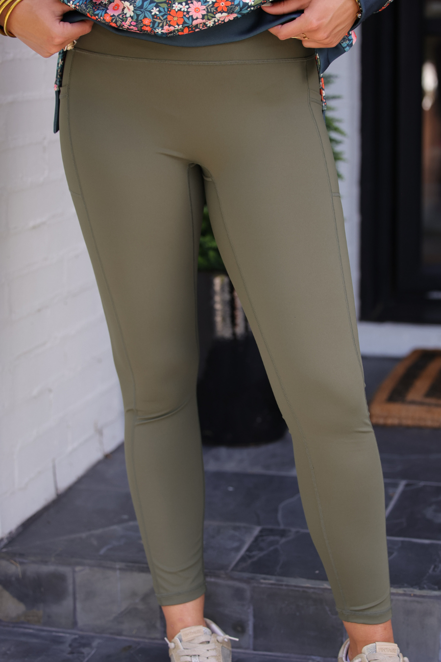 PREORDER- High Waisted Pocket Compression Leggings- Olive