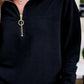 PREORDER- Levi Ribbed Quarter Zip Pullover- Black