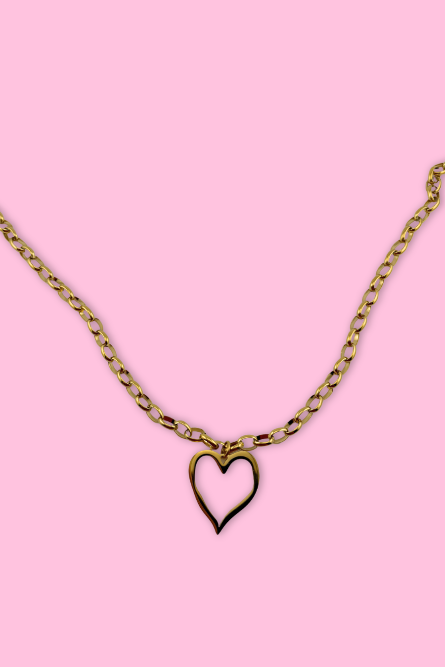 Open Heart Chain Necklace- Gold