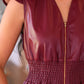 PREORDER- Downtown Leather Zipper Dress- Burgundy