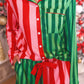 PREORDER- Christmas Stripes Ruffle Pajama Set