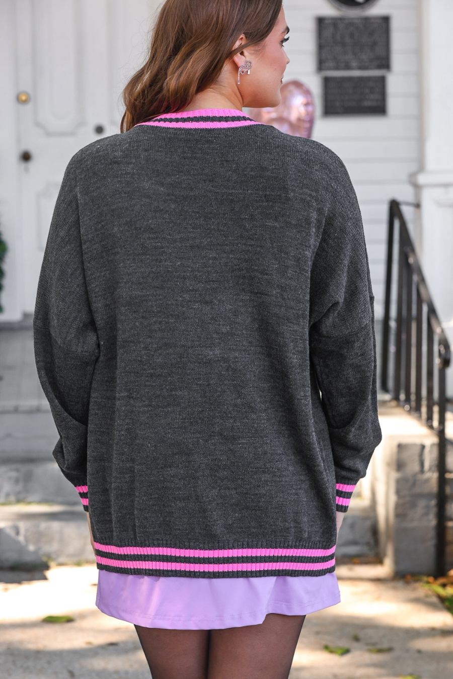 PREORDER- Chenille Patch Candy Hearts Relaxed Cardigan