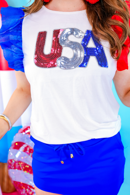 PREORDER-USA Sequin Patch Top