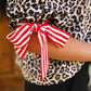 PREORDER- Cassidy Tie Sleeve Top- Leopard/Red Stripes