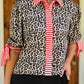 PREORDER- Cassidy Tie Sleeve Top- Leopard/Red Stripes