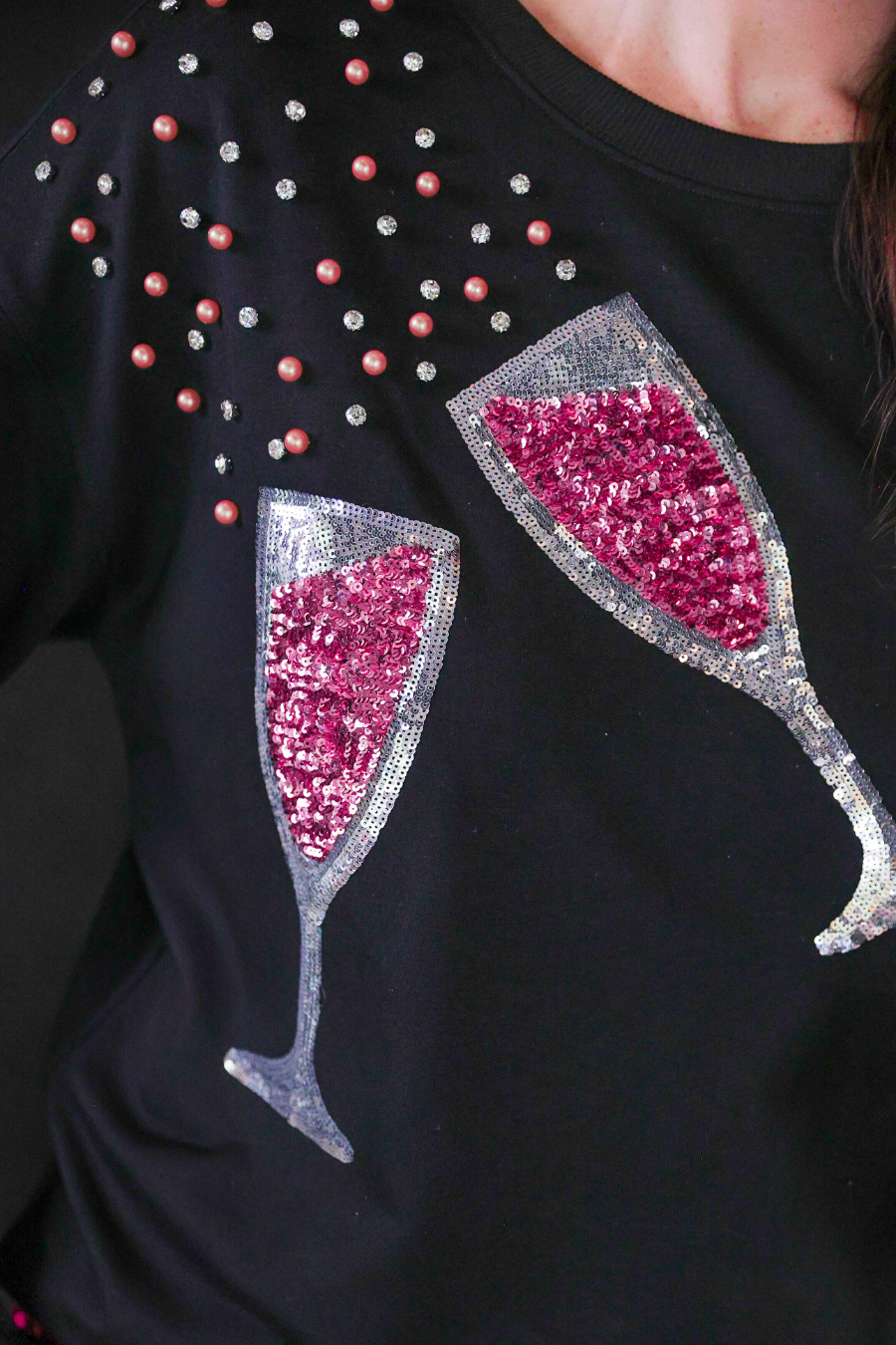 PREORDER-Pop the Champagne Pullover- Black