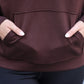 PREORDER- Kayla Luxe Hooded Quarter Zip Pullover- Chocolate