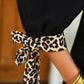 PREORDER- Cassidy Tie Sleeve Top- Black/Leopard