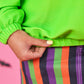 PREORDER- Levi Ribbed Quarter Zip Pullover- Neon Green