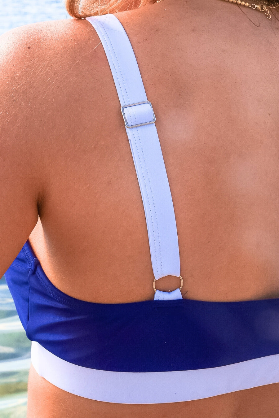 Along The Shore Two Piece Swimsuit, Navy/White