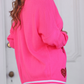 PREORDER- Sequin Patch Happy Hearts Relaxed Cardigan