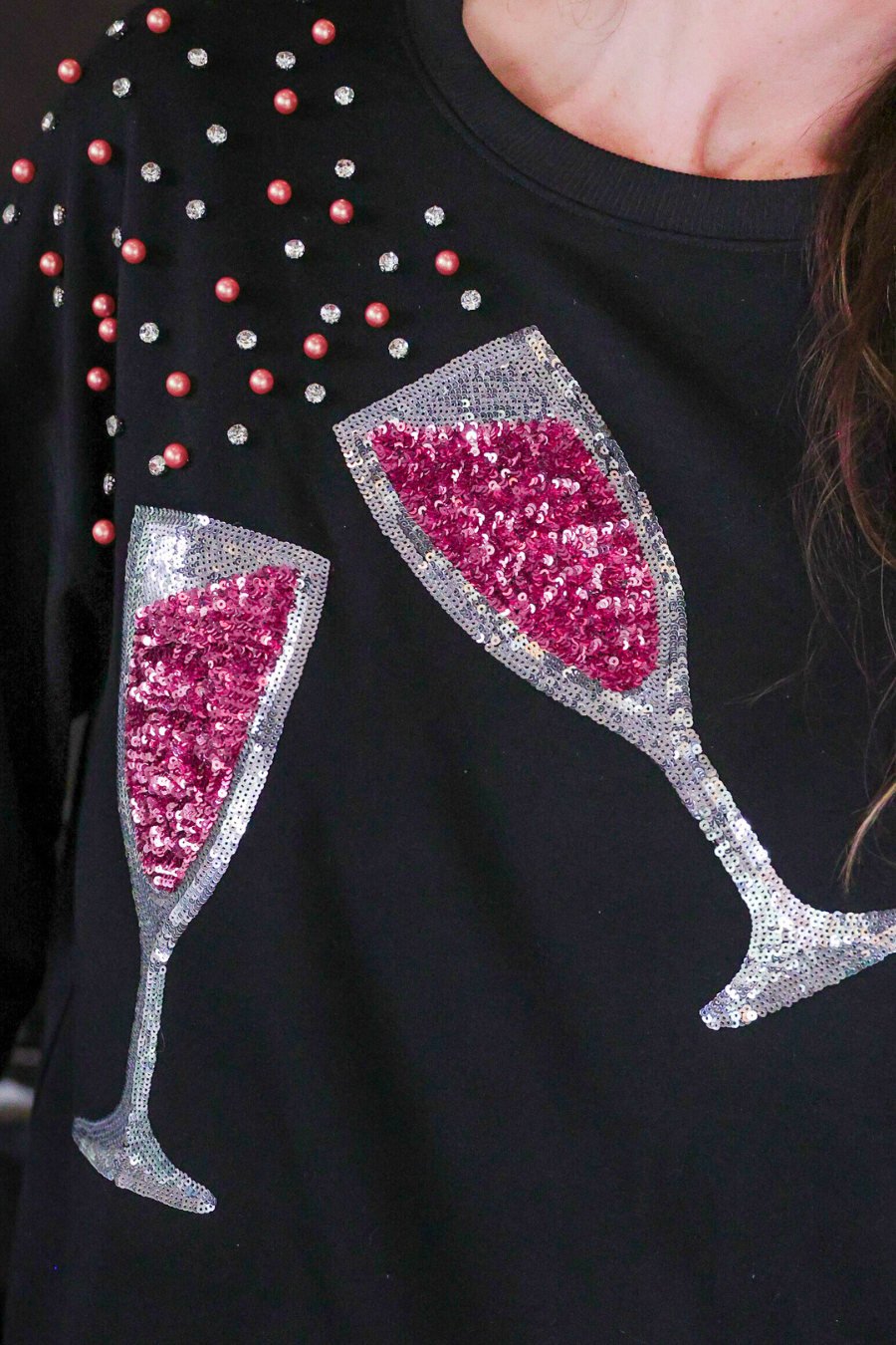 PREORDER-Pop the Champagne Pullover- Black