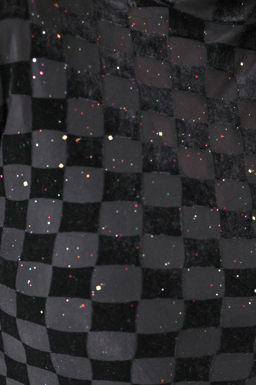 PREORDER- Times Square Velvet Mesh Top- Black Checkered
