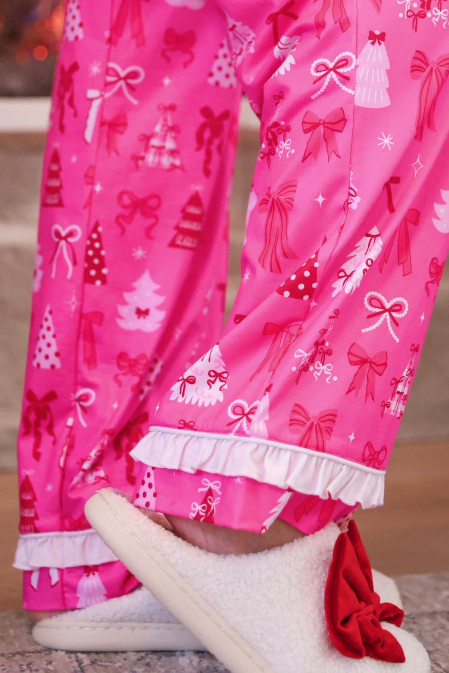 PREORDER- Pretty Pink Christmas Ruffle Pajama Set
