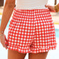 PREORDER- Sunny Strolls High Waisted Shorts- Red Gingham