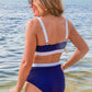 Along The Shore Two Piece Swimsuit, Navy/White
