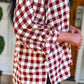 PREORDER- Sloane Button Up Top- Burgundy Gingham