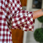 PREORDER- Sloane Button Up Top- Burgundy Gingham