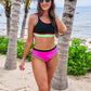 PREORDER- Set For Vacay Two Piece Swimsuit- Black/Neon