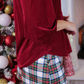 PREORDER- Ivy Velvet Textured Top- Red