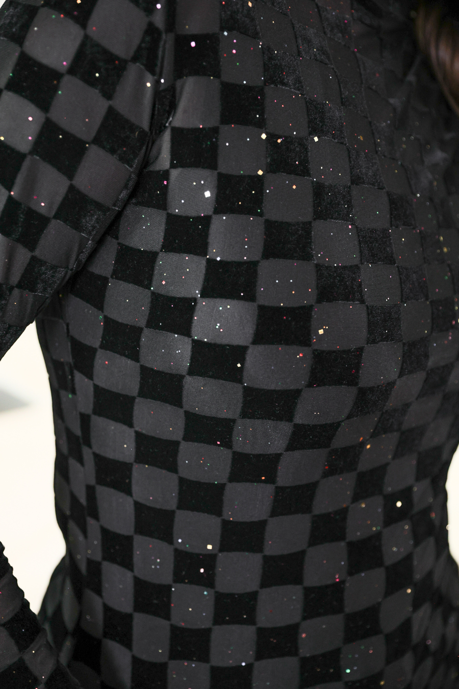 PREORDER- Times Square Velvet Mesh Top- Black Checkered