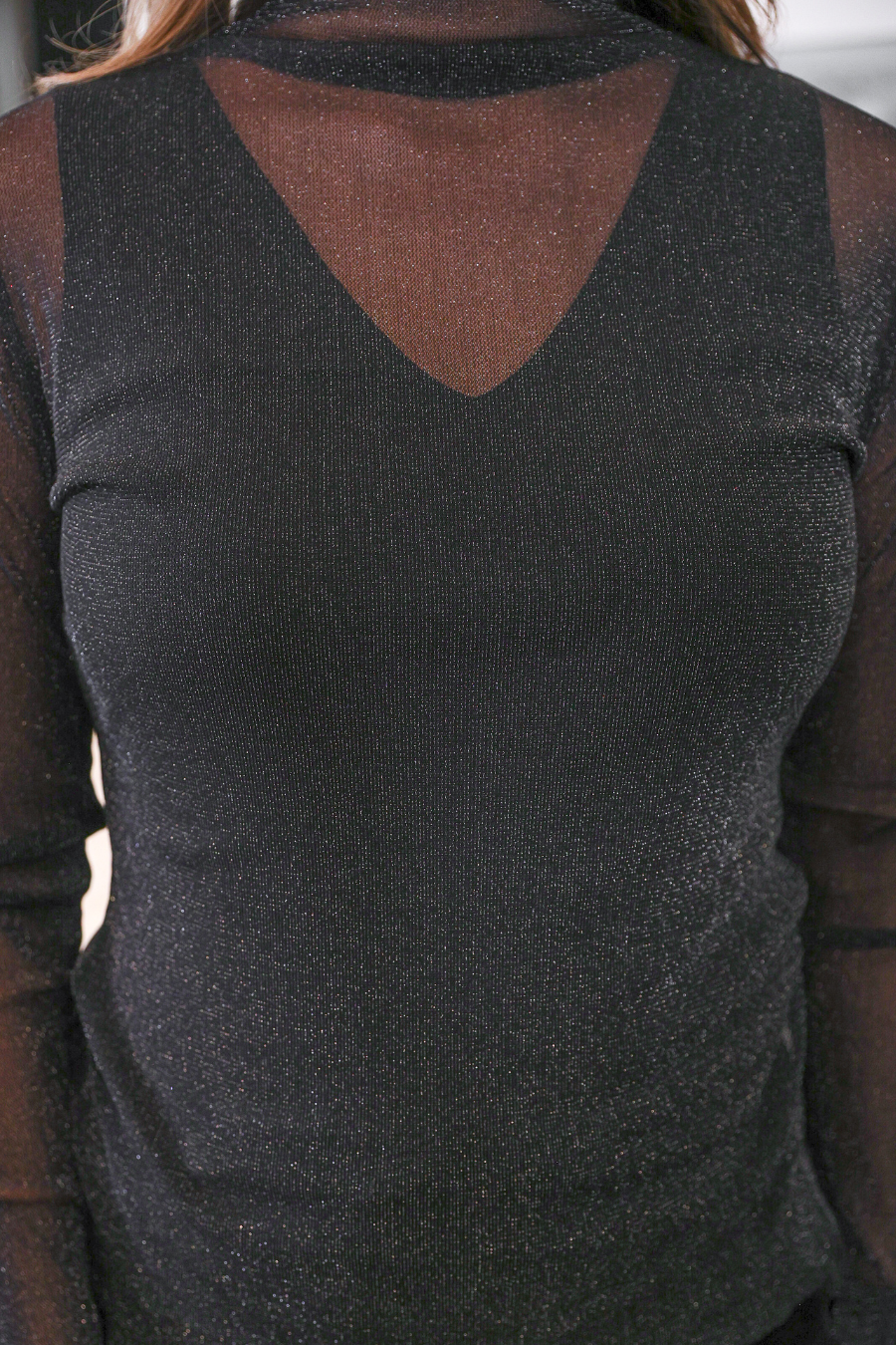 PREORDER- Keigan Mesh Top- Black Glitter