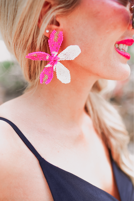 Bold Blooms Beaded Earrings