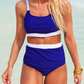 Along The Shore Two Piece Swimsuit, Navy/White