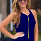 Coastal Chic Zipper Swimsuit, Navy