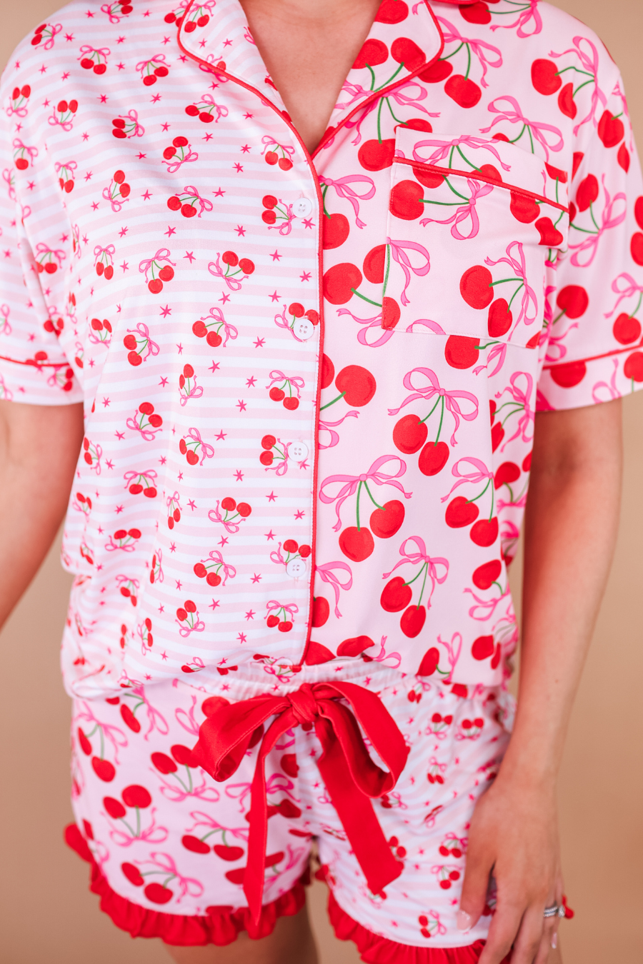 PREORDER-Cherry Bomb Ruffle Pajama Set