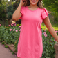 Caitlin Flutter Sleeve Dress, Coral