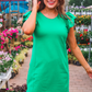 Caitlin Flutter Sleeve Dress, Green