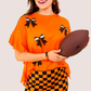 Sideline Sparkle Ruffle Top- Orange