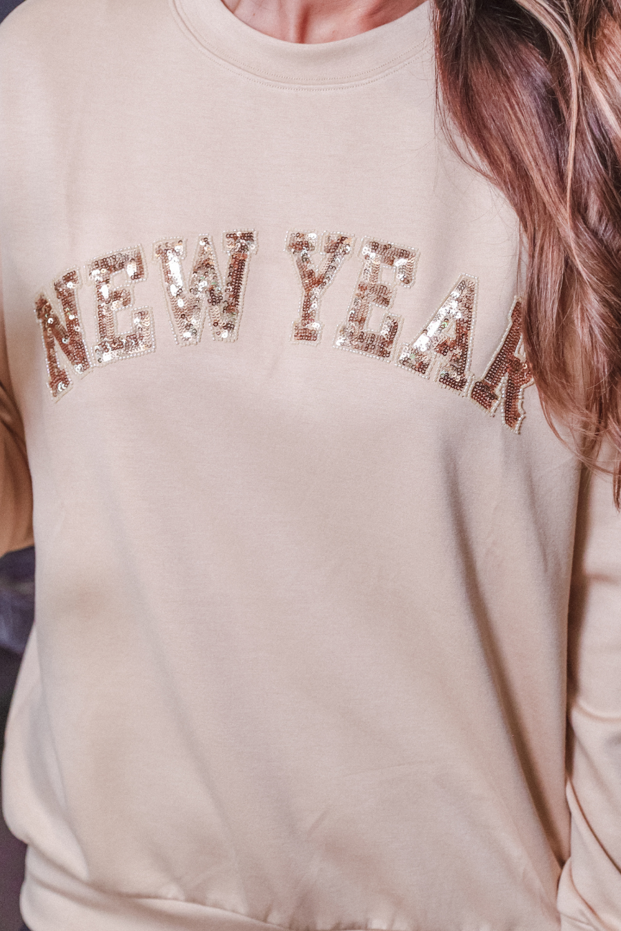 New Year Sequin Beaded Pullover