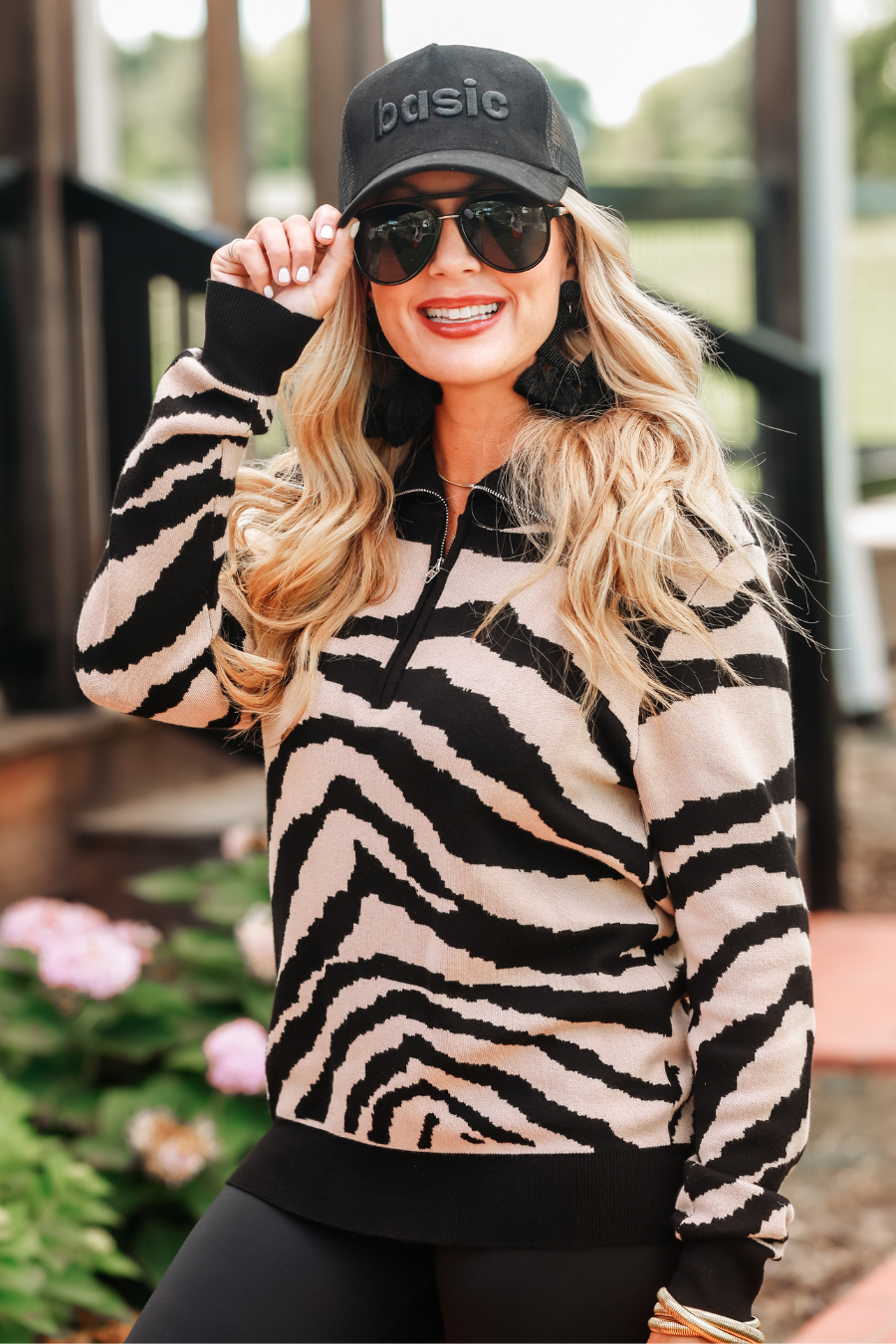 Zuri Zebra Quarter Zip Pullover