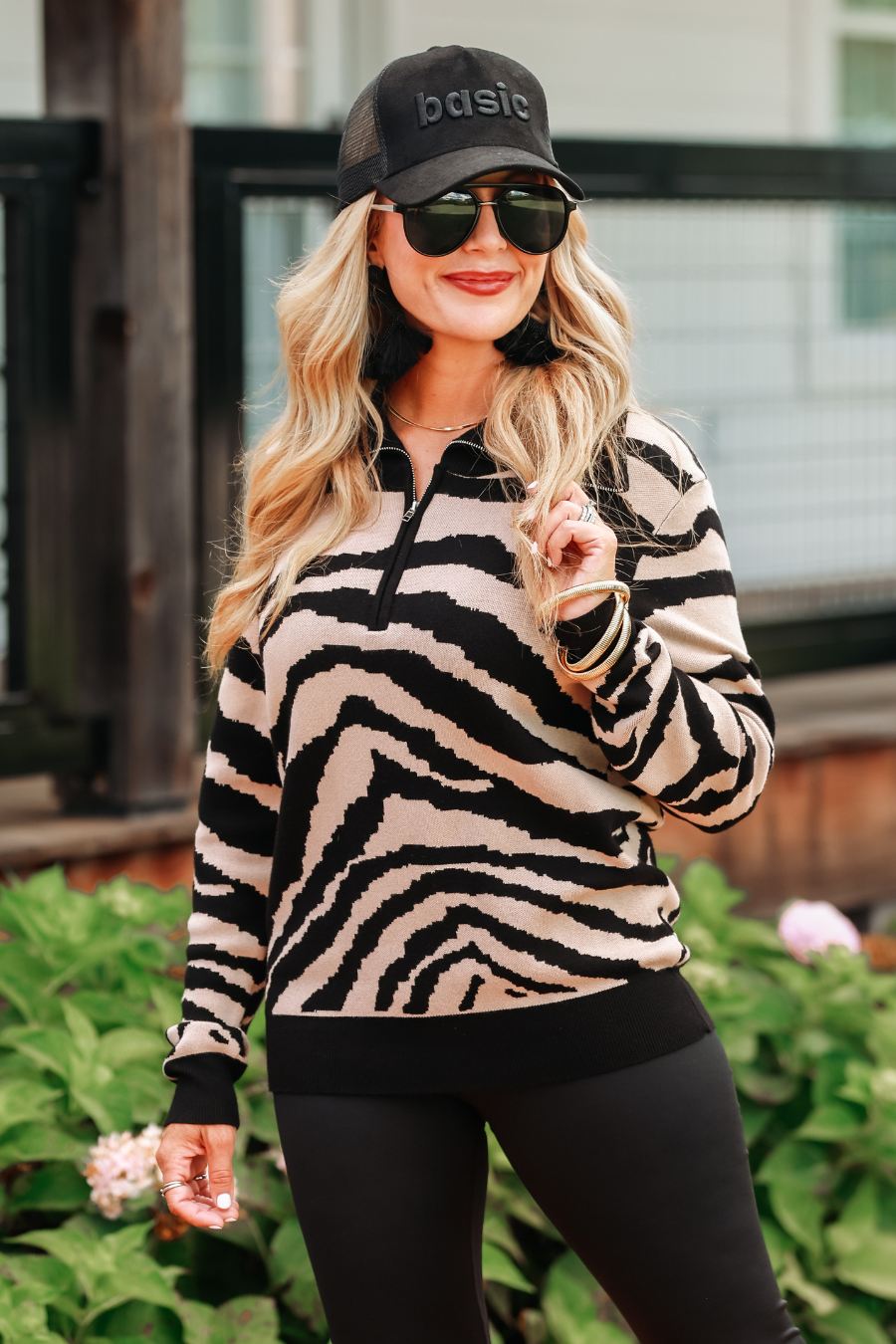 Zuri Zebra Quarter Zip Pullover