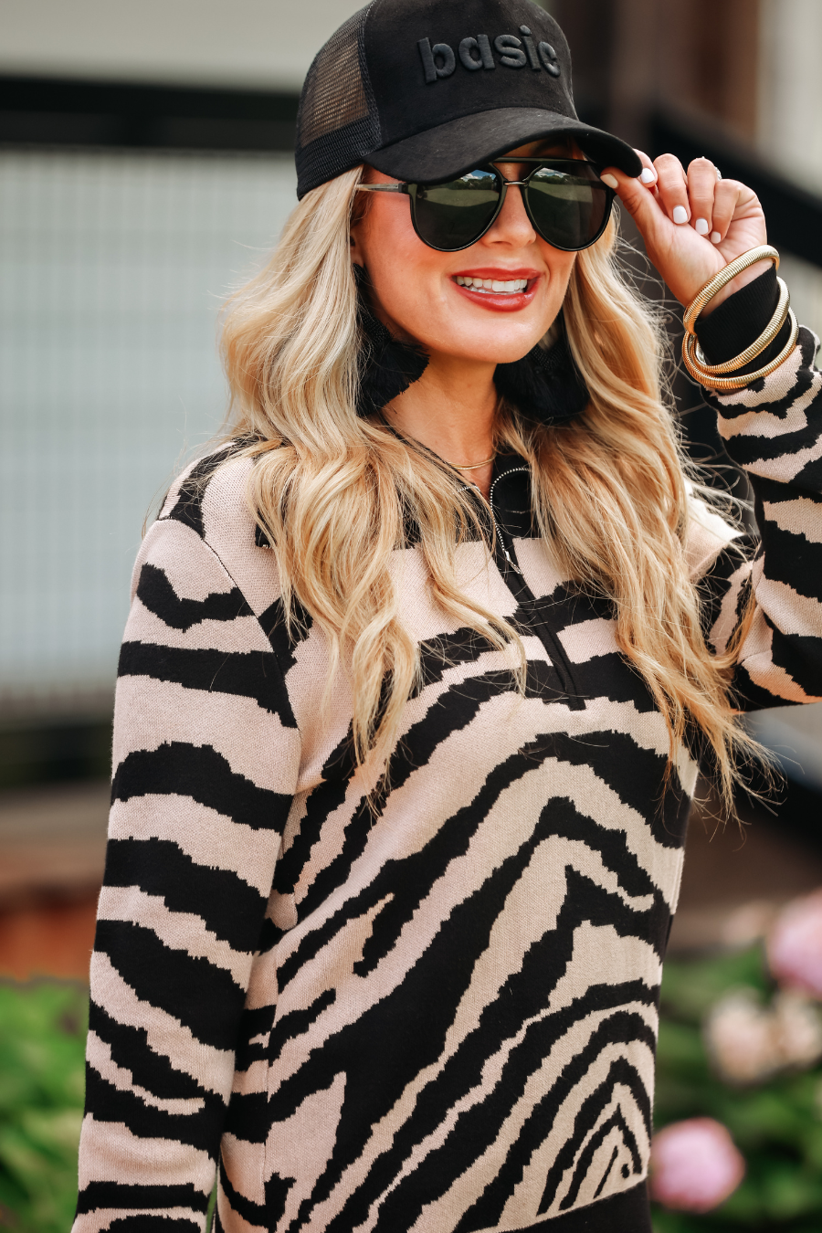 Zuri Zebra Quarter Zip Pullover
