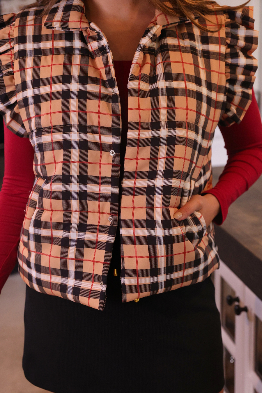 Nora Plaid Puffer Vest