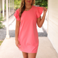Caitlin Flutter Sleeve Dress, Coral