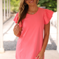 Caitlin Flutter Sleeve Dress, Coral