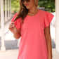 Caitlin Flutter Sleeve Dress, Coral