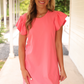 Caitlin Flutter Sleeve Dress, Coral
