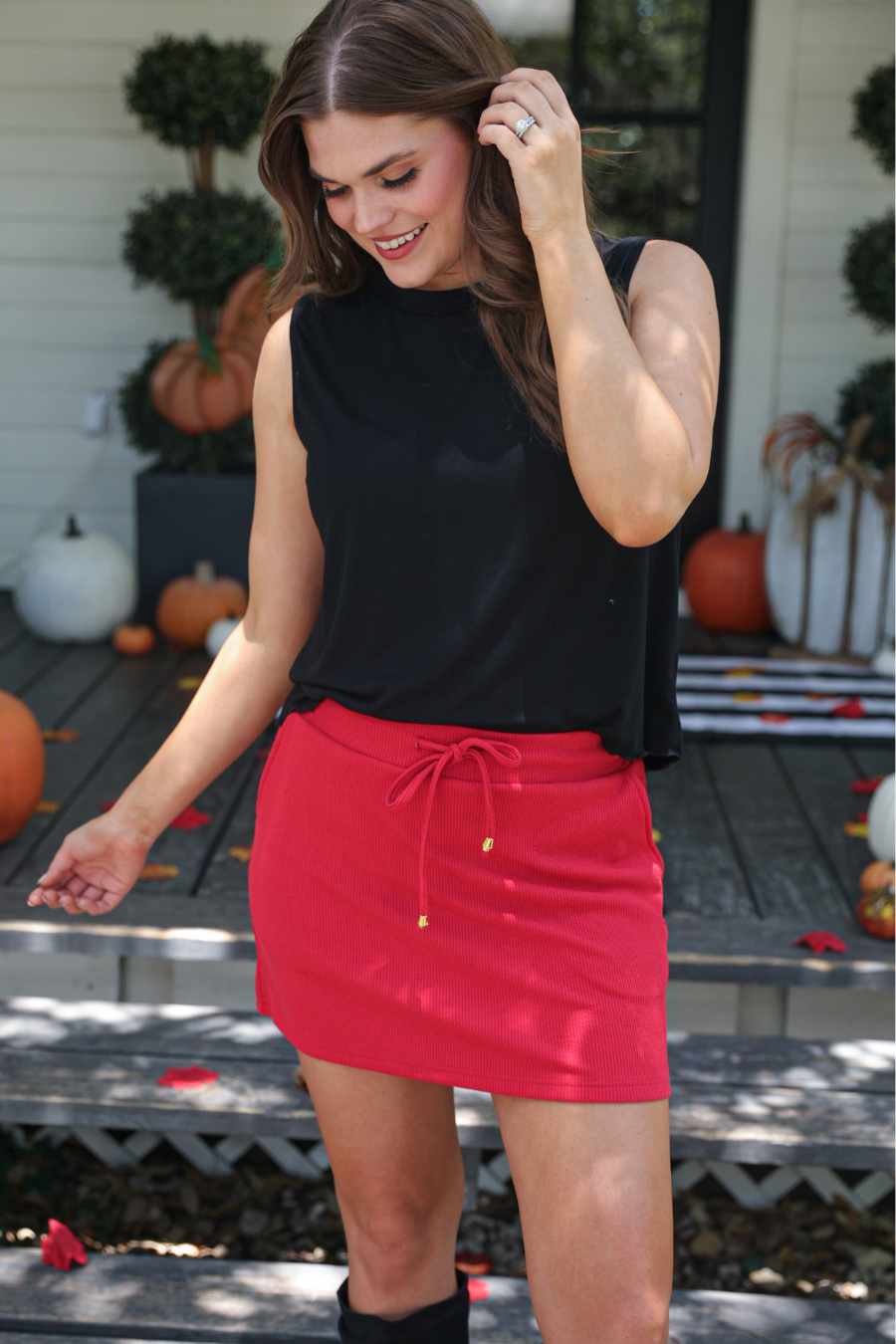 PREORDER Well Loved Ribbed Skort, Red