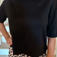Casual Upgrade Half Sleeve Luxe Top- Black