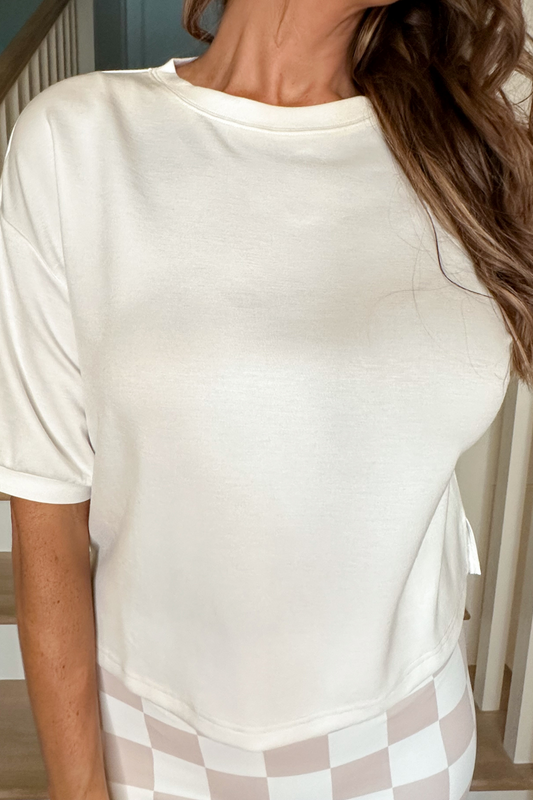 Casual Upgrade Half Sleeve Luxe Top, White