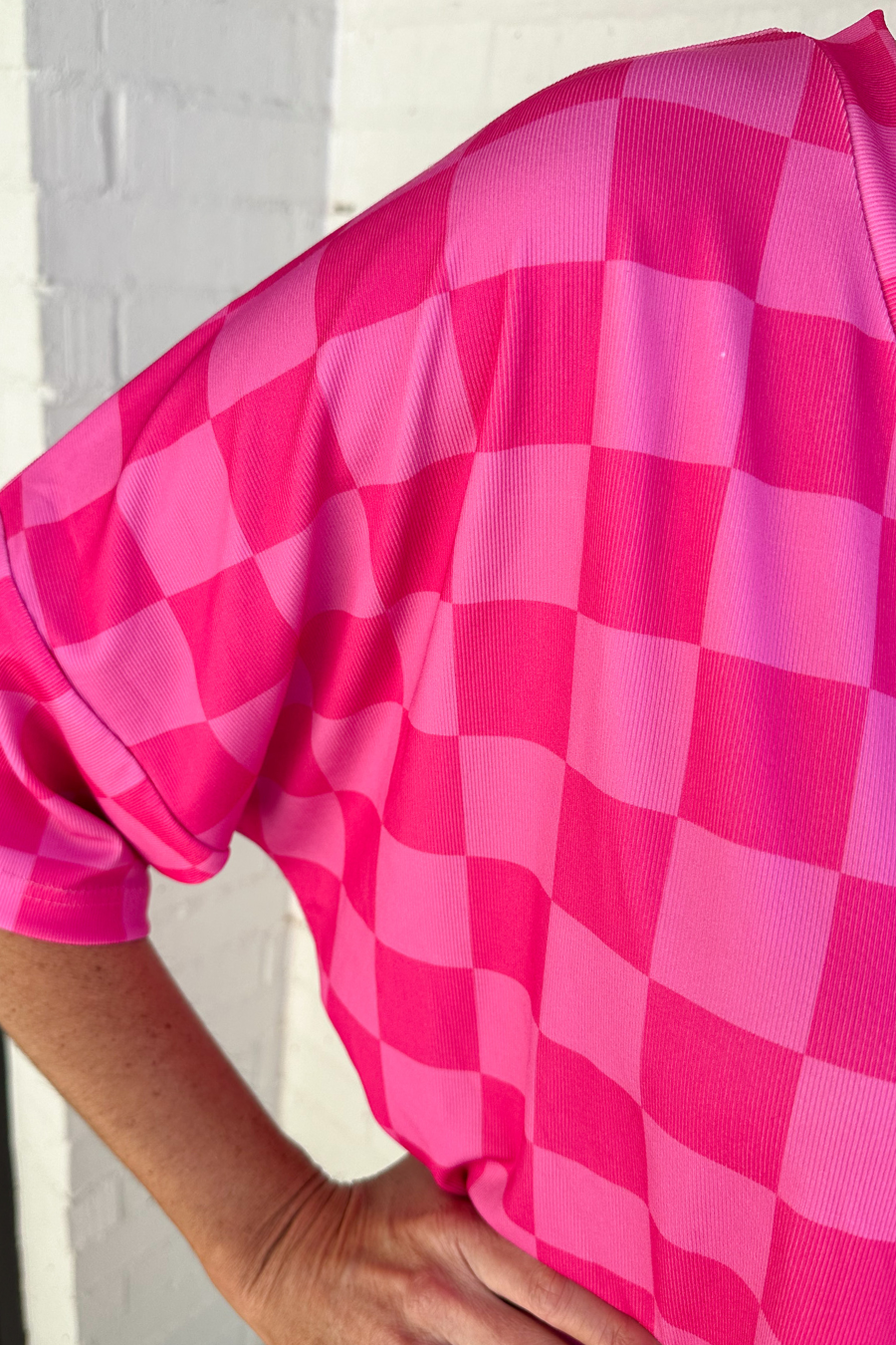Daily Basis Biker Set, Pink/Pink Checkered